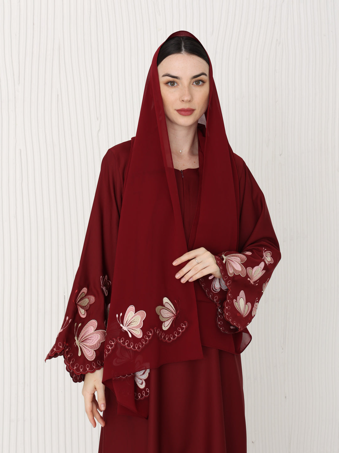 Emerina Abaya in Garnet Red