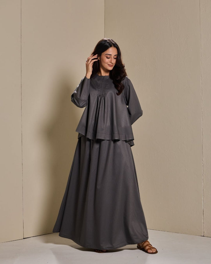 Maya Skirt Set in Dark Grey