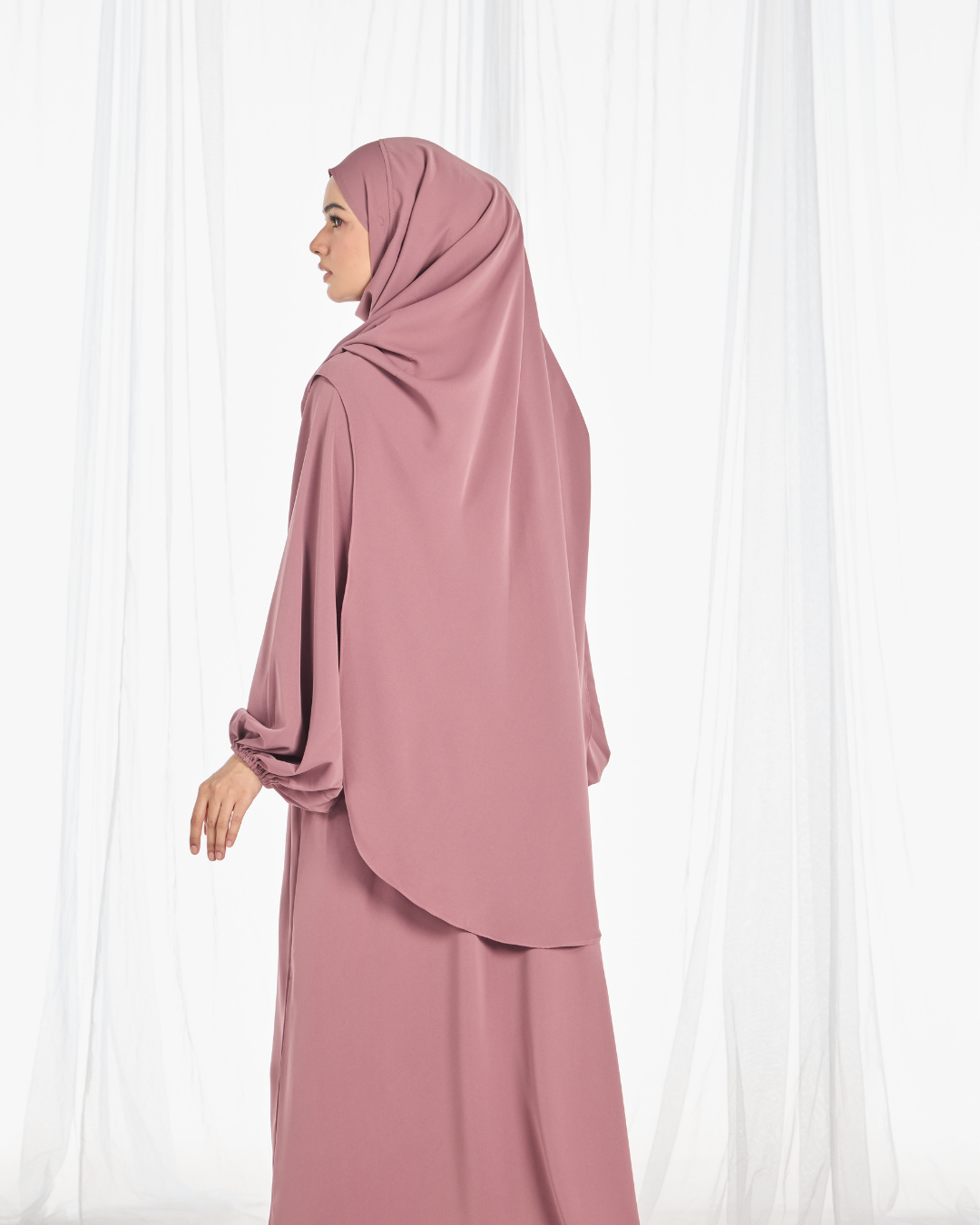 PO III : Warda Khimar Umrah Set in Dusty Rose