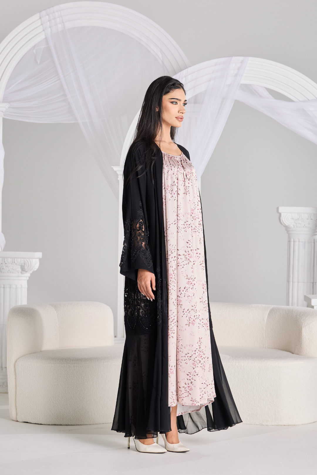 Layali Silk Slip in Blossom Champagne