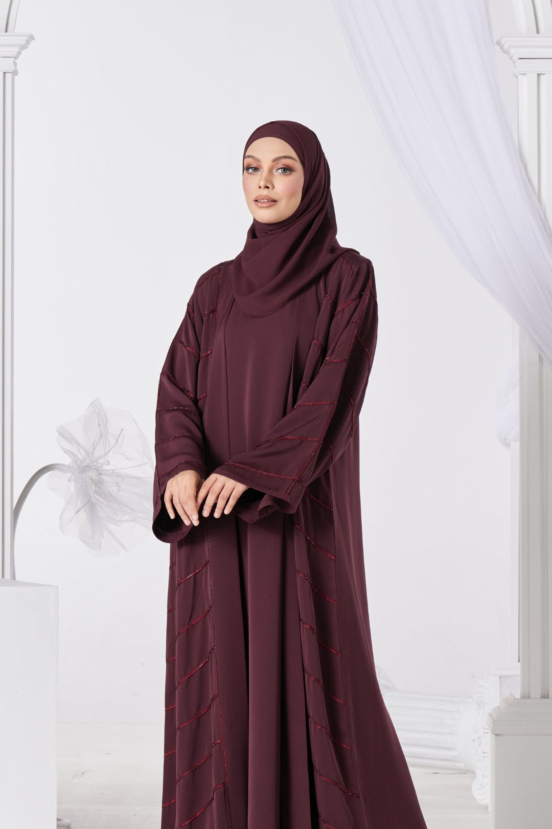 Afiyah Abaya in Maroon