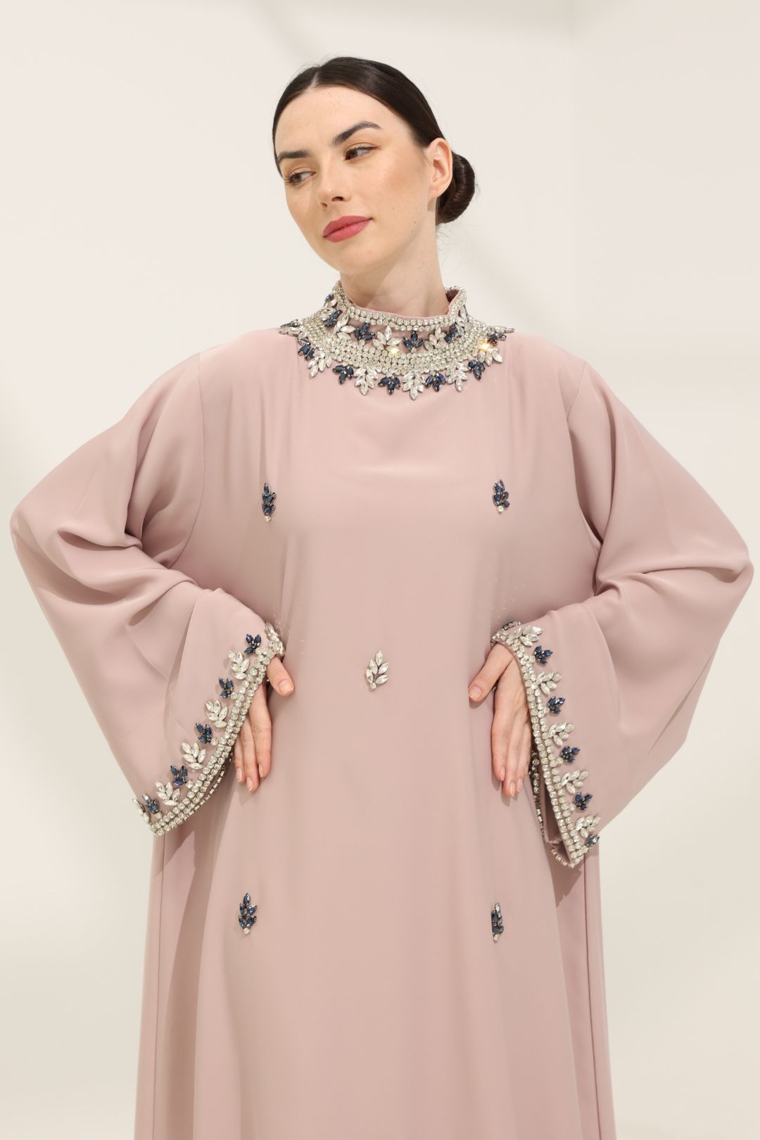 PO Luxe Series : Ammara Abaya in Beige Pink