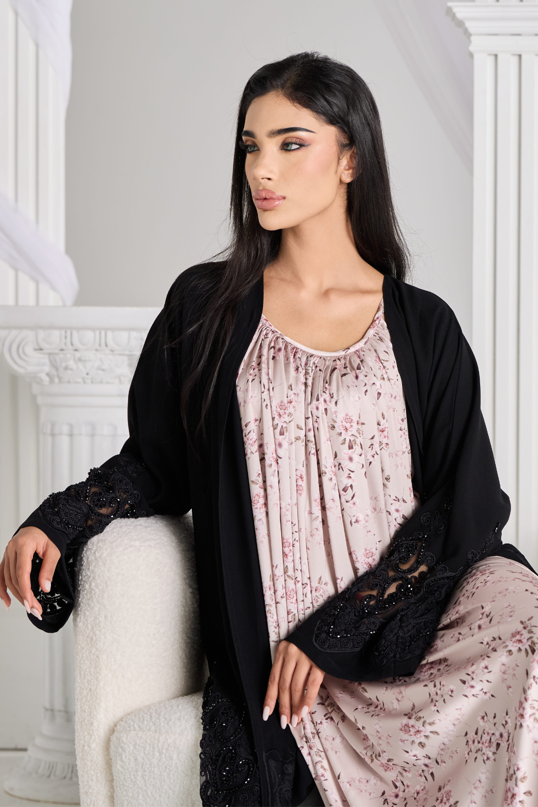 Layali Silk Slip in Blossom Champagne