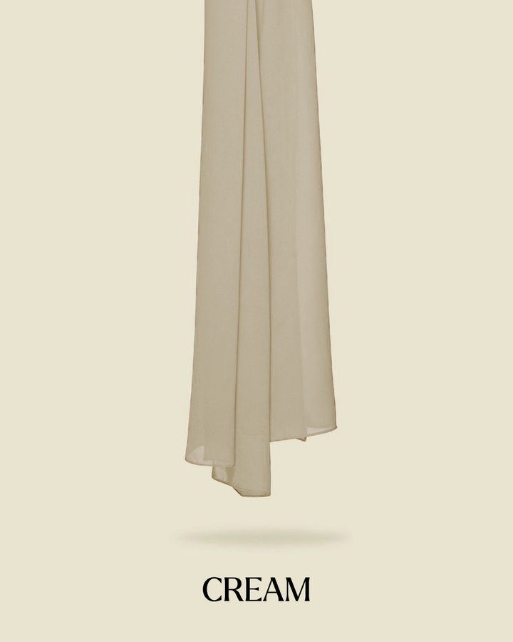 Leya Curved Tie Back Korean Chiffon Shawl