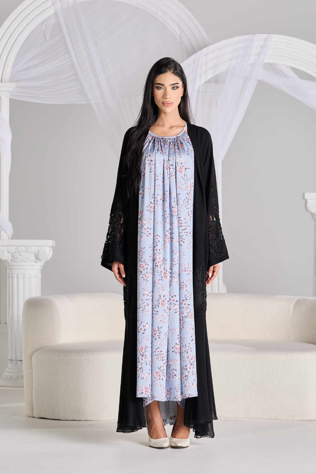 Layali Silk Slip in Blossom Blue