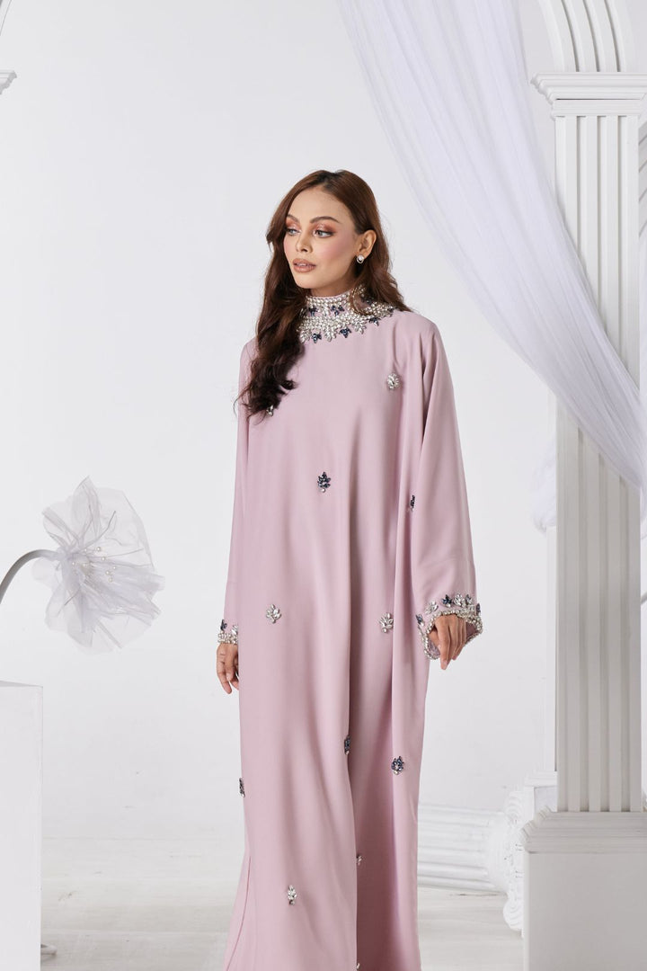 PO Luxe Series : Ammara Abaya in Beige Pink