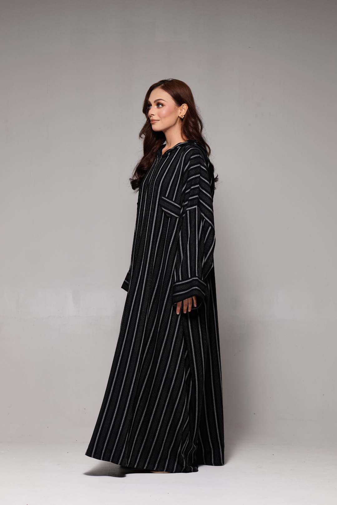 Deena Striped Hoodie Abaya