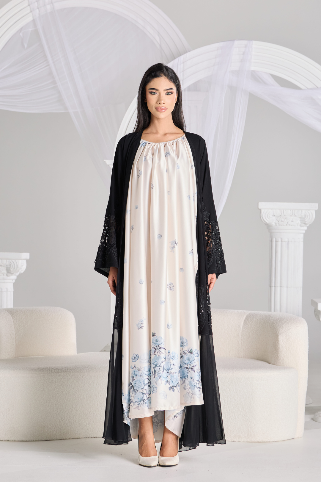 Layali Silk Slip in Aurora Blue
