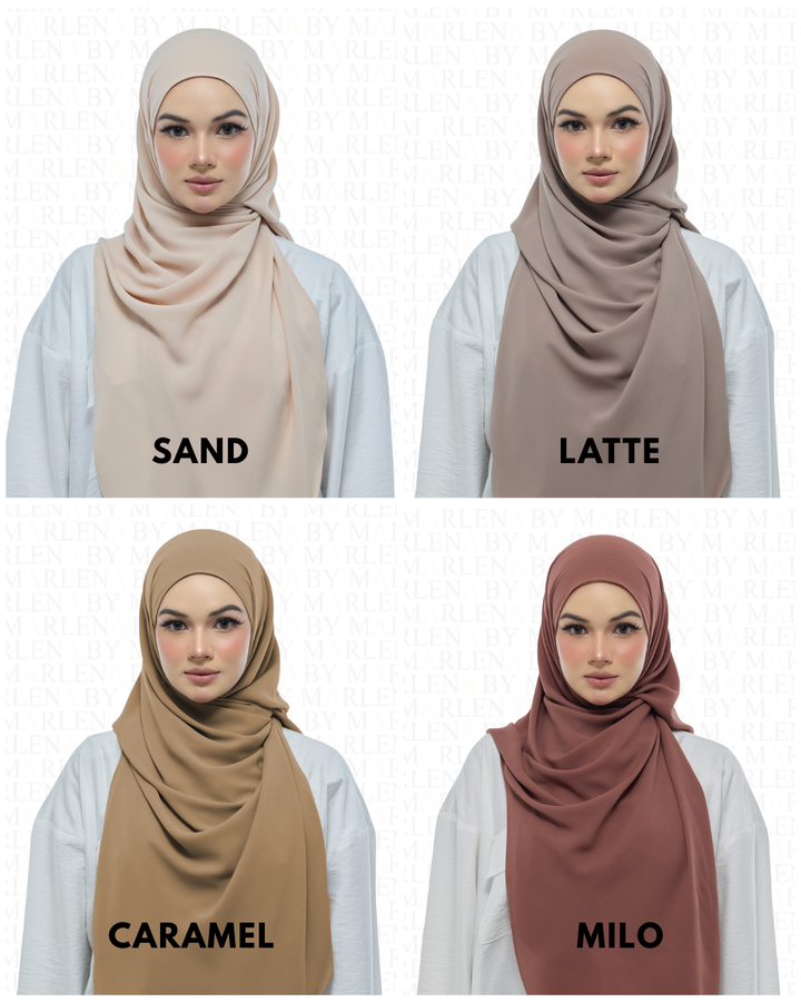 Leya Curved Tie Back Korean Chiffon Shawl