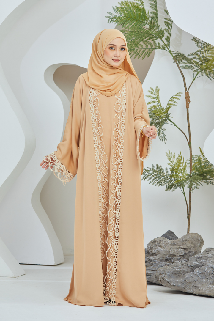 Ulfah Abaya in Gold Beige