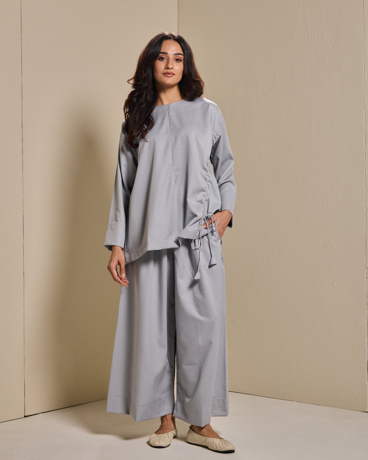 Ziyana Pants Set in Light Grey