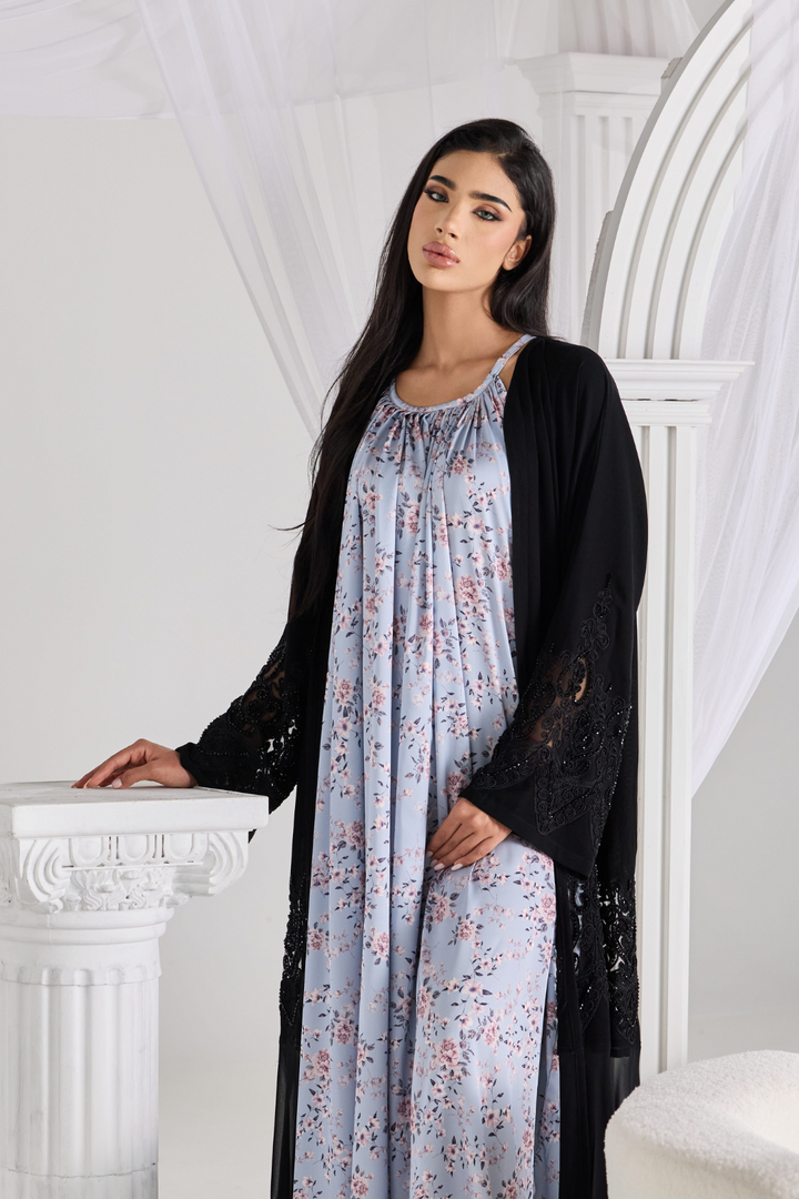 Layali Silk Slip in Blossom Blue