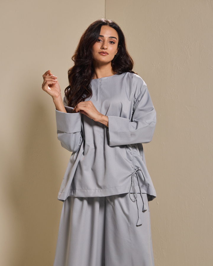 Ziyana Pants Set in Light Grey