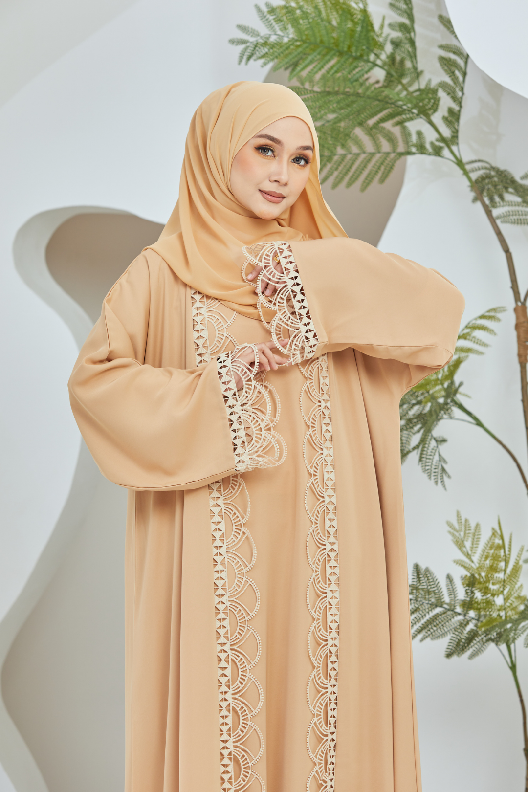 Ulfah Abaya in Gold Beige