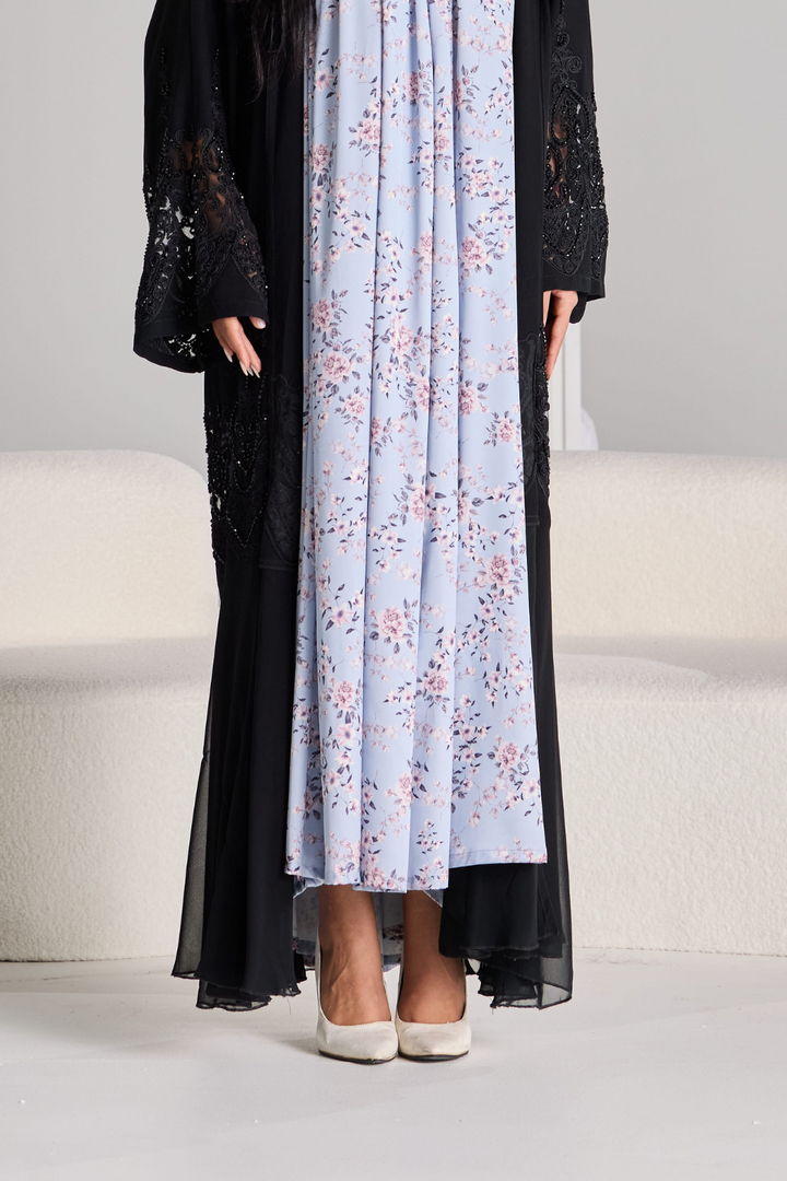 Layali Silk Slip in Blossom Blue