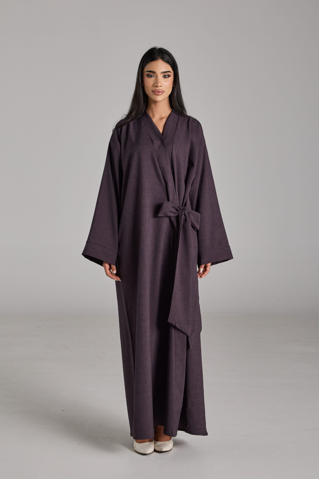 Taline Abaya in Eggplant Purple