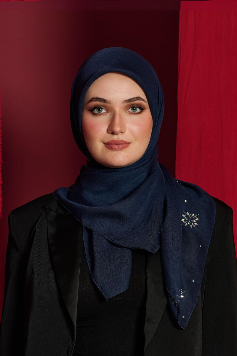 Bawal Scarf : Snowflakes in Royal Blue