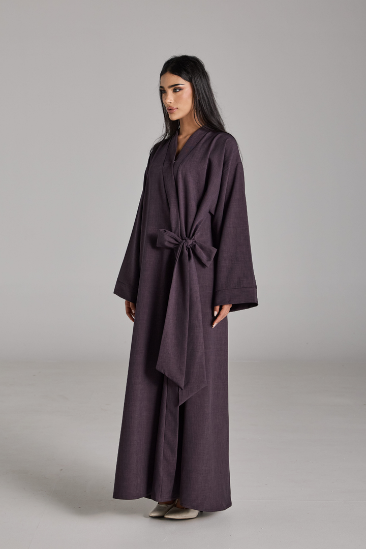 Taline Abaya in Eggplant Purple