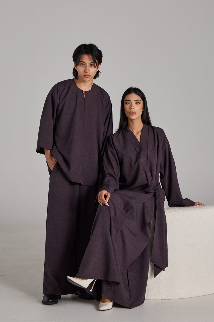 Taline Abaya in Eggplant Purple