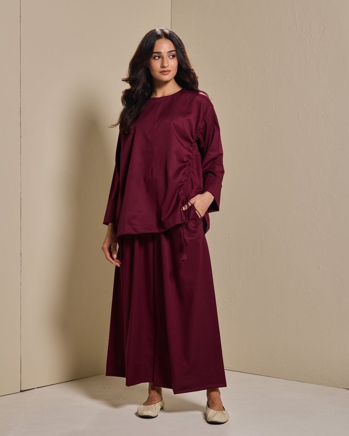 Ziyana Pants Set in Burgundy