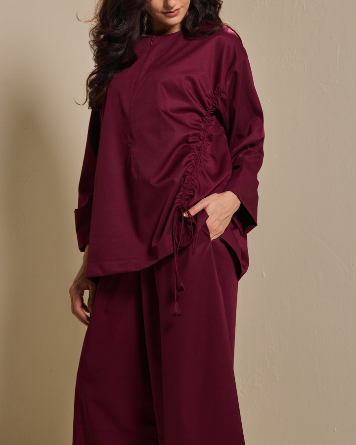 Ziyana Pants Set in Burgundy