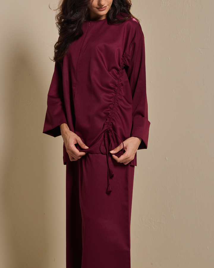 Ziyana Pants Set in Burgundy