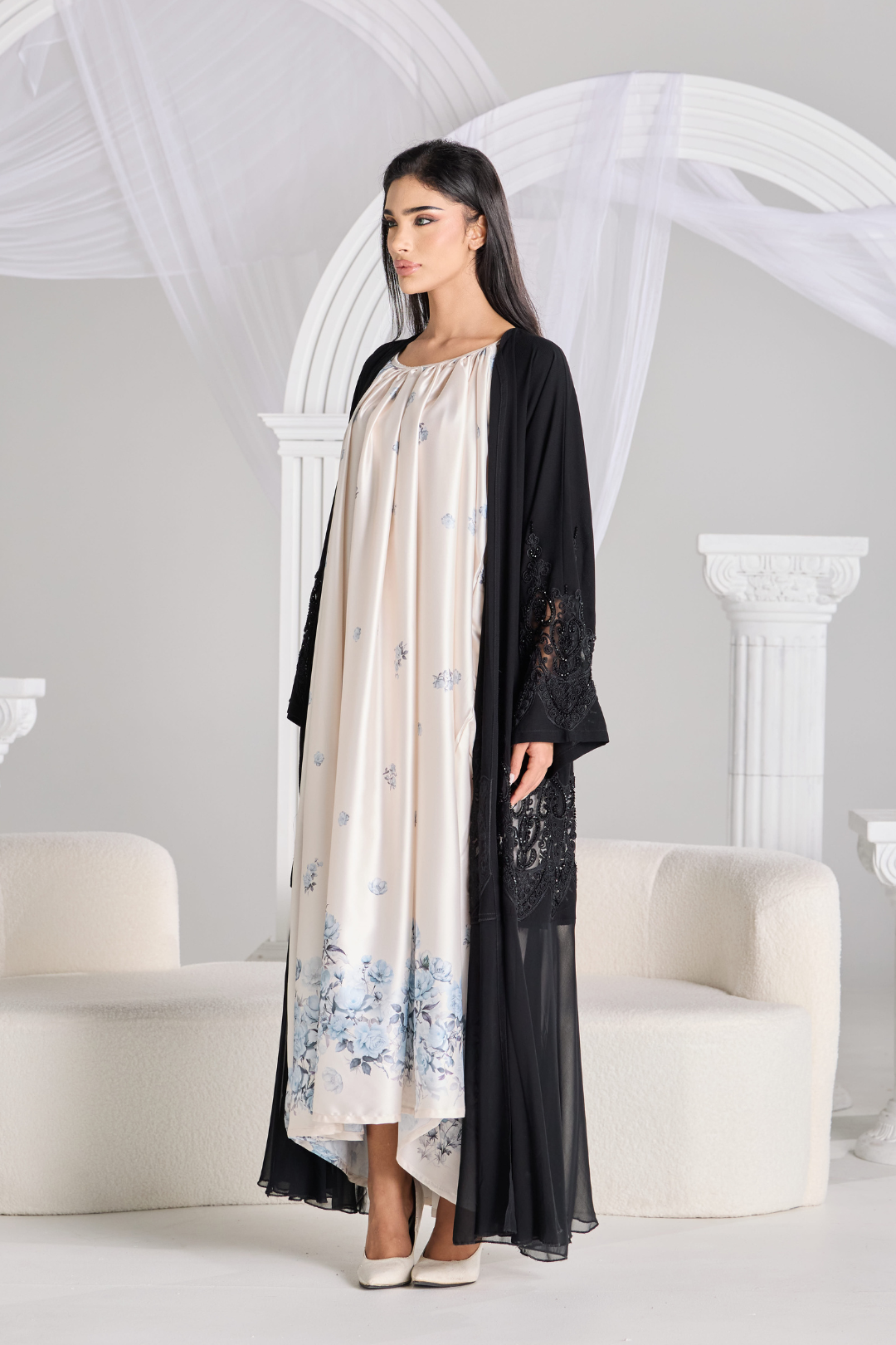 Layali Silk Slip in Aurora Blue