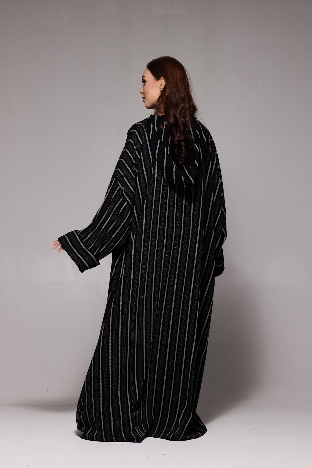 Deena Striped Hoodie Abaya