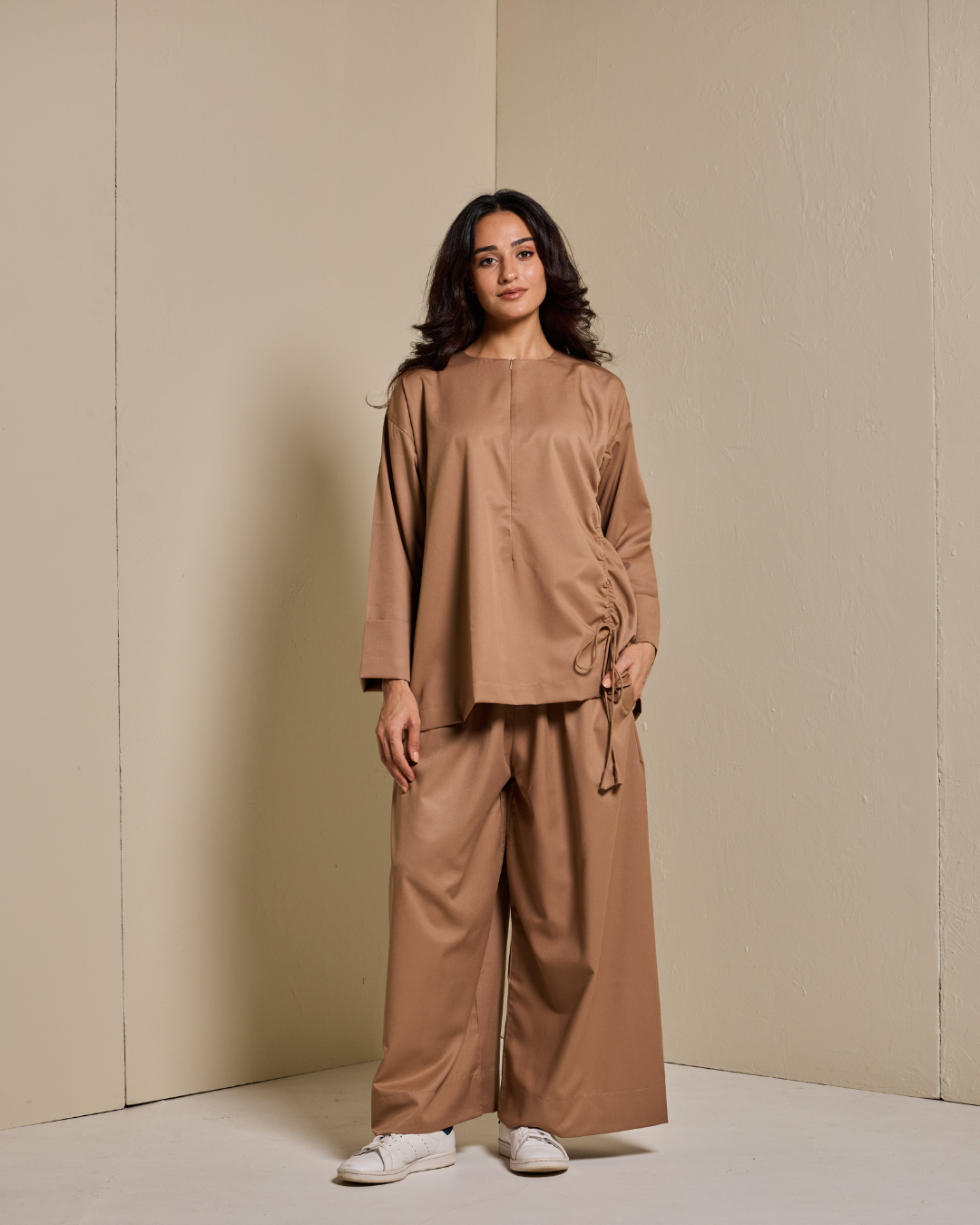 Ziyana Pants Set in Camel Brown