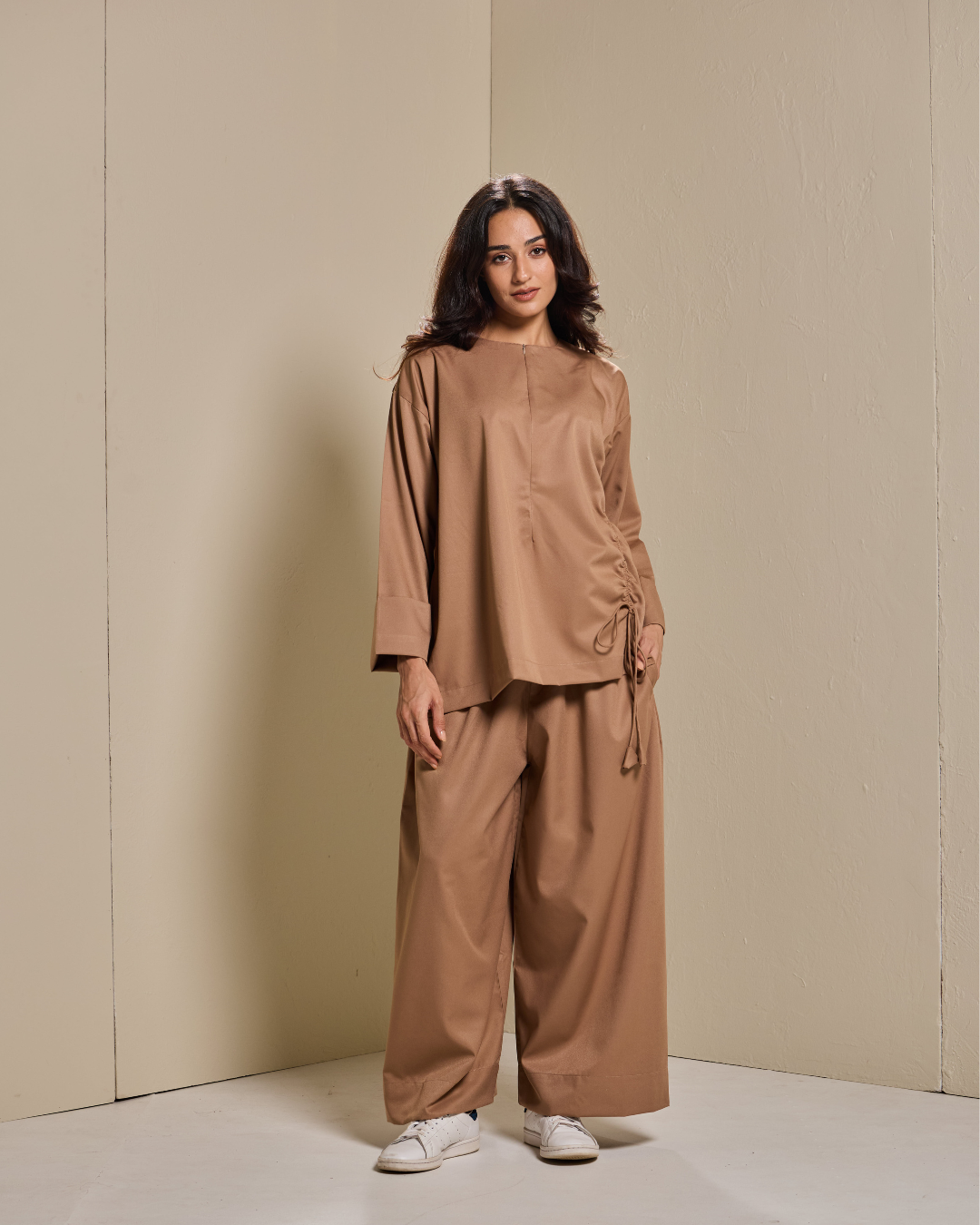 Ziyana Pants Set in Camel Brown