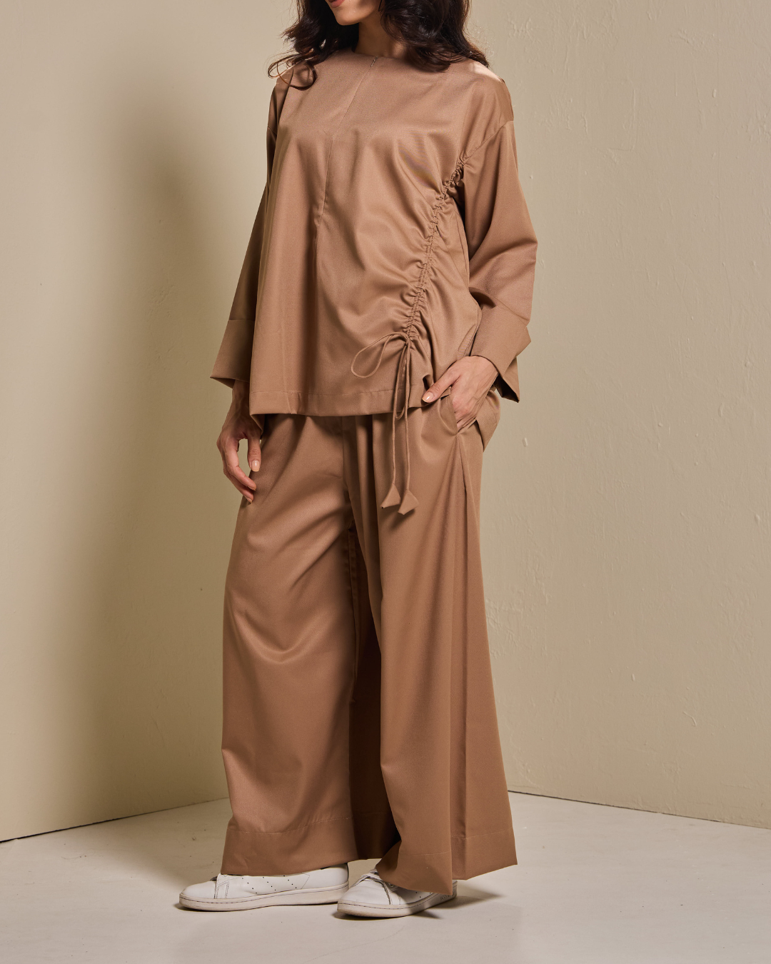 Ziyana Pants Set in Camel Brown