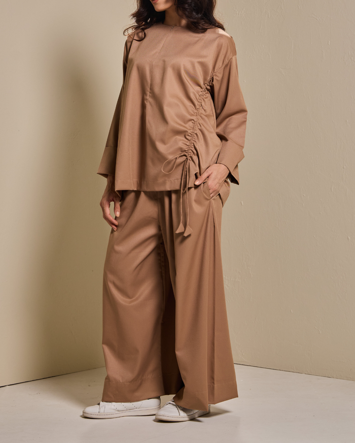 Ziyana Pants Set in Camel Brown