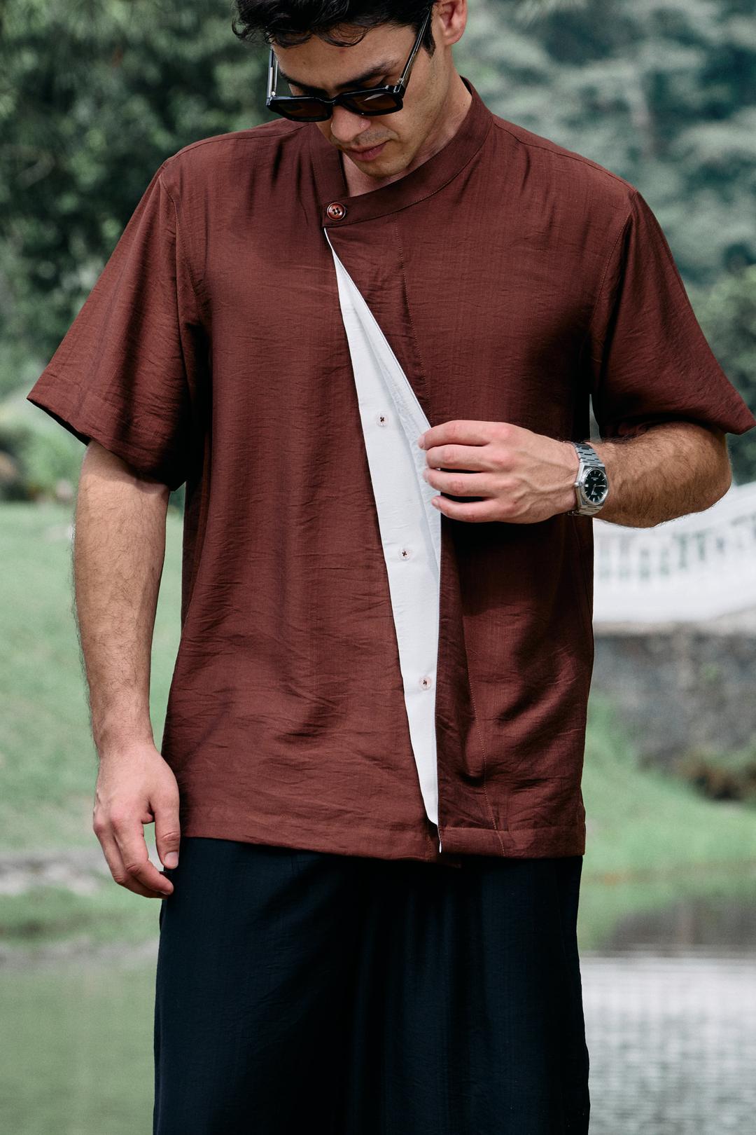 Aruna Linen Shirt in Brown