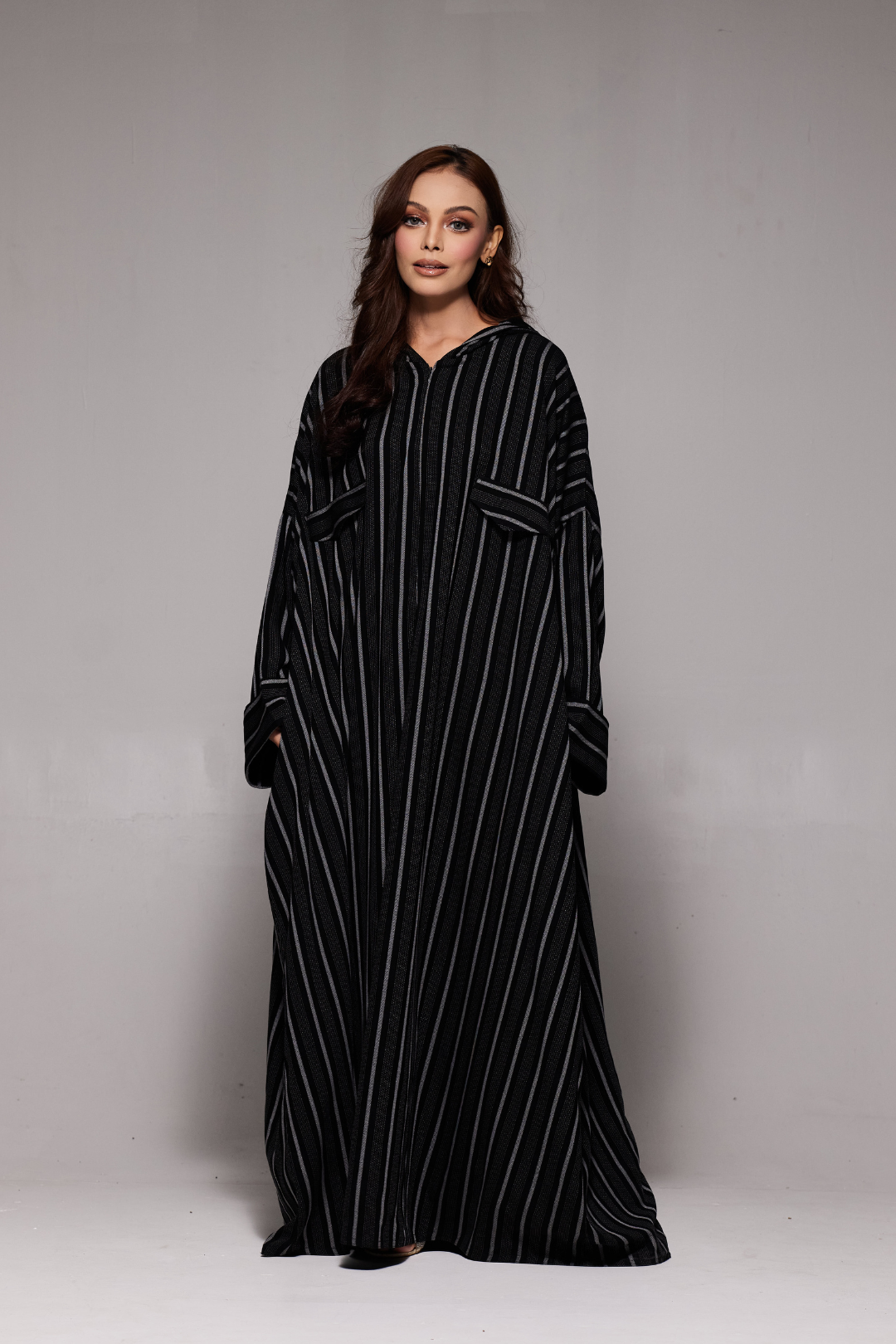 Deena Striped Hoodie Abaya