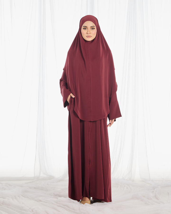 PO II : Safa Khimar Umrah Set in Maroon
