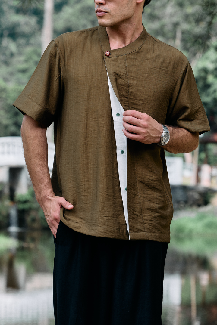 Aruna Linen Shirt in Olive