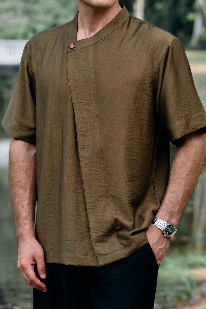 Aruna Linen Shirt in Olive
