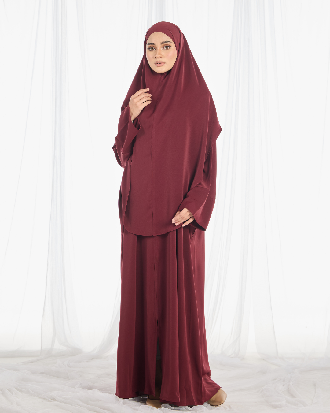 PO II : Safa Khimar Umrah Set in Maroon