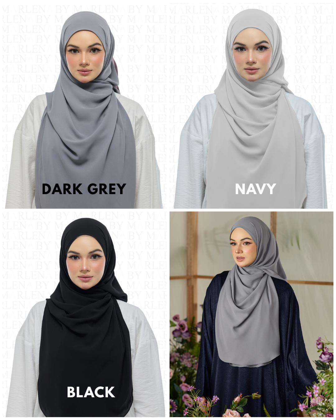 Leya Curved Tie Back Korean Chiffon Shawl