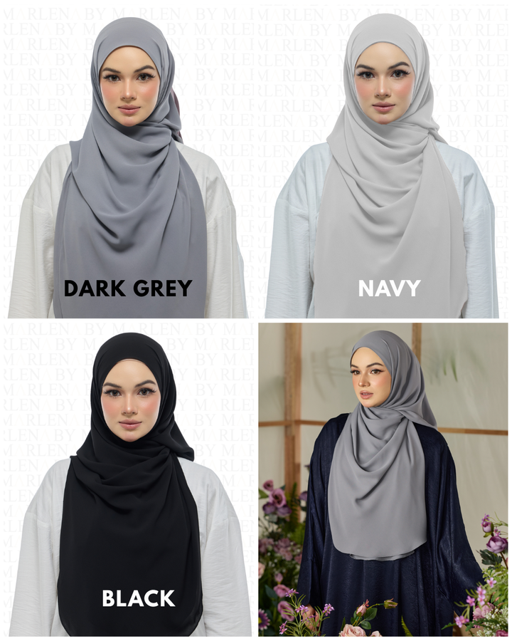 Leya Curved Tie Back Korean Chiffon Shawl