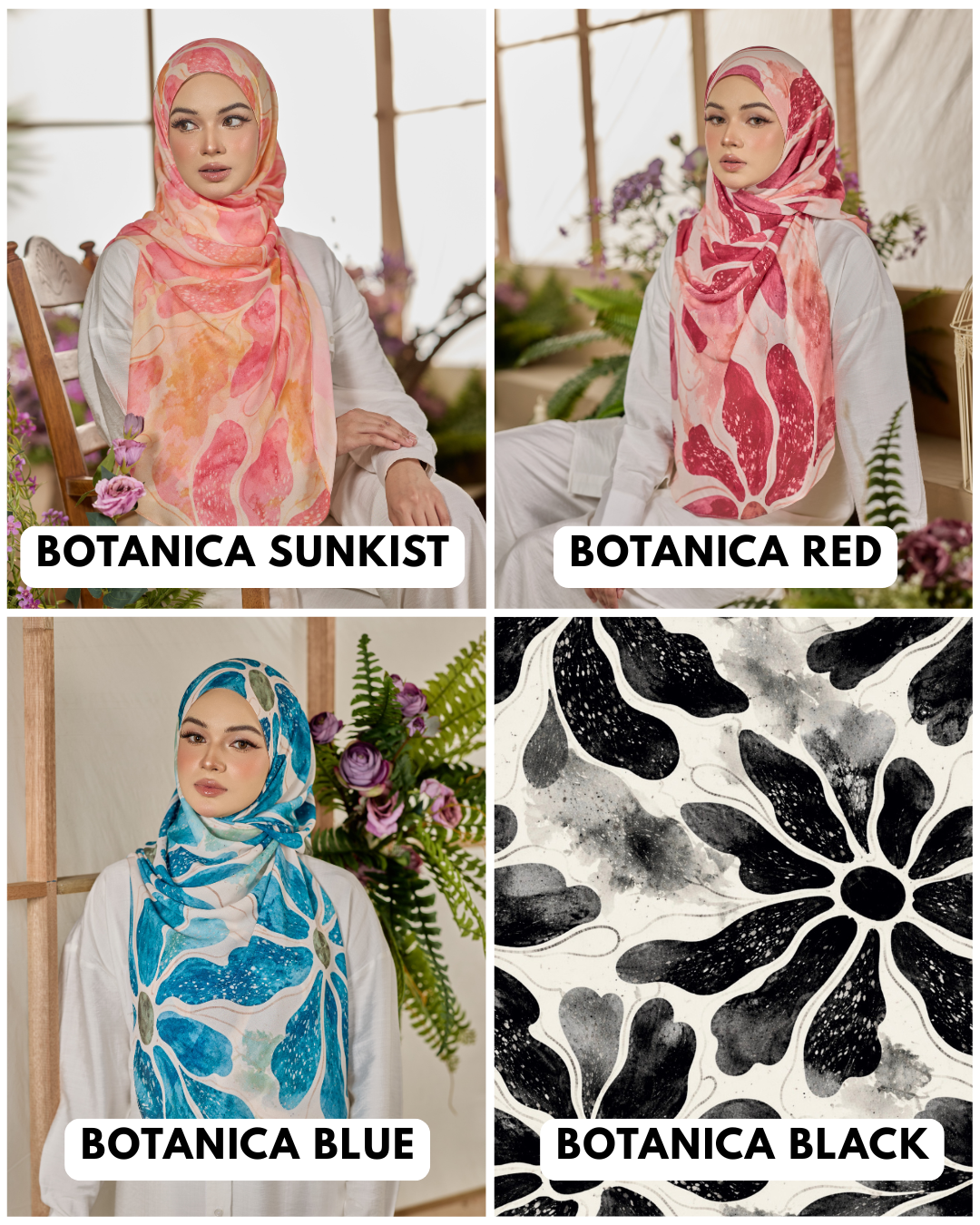 Printed Leya Curved Tie Back Korean Chiffon Shawl