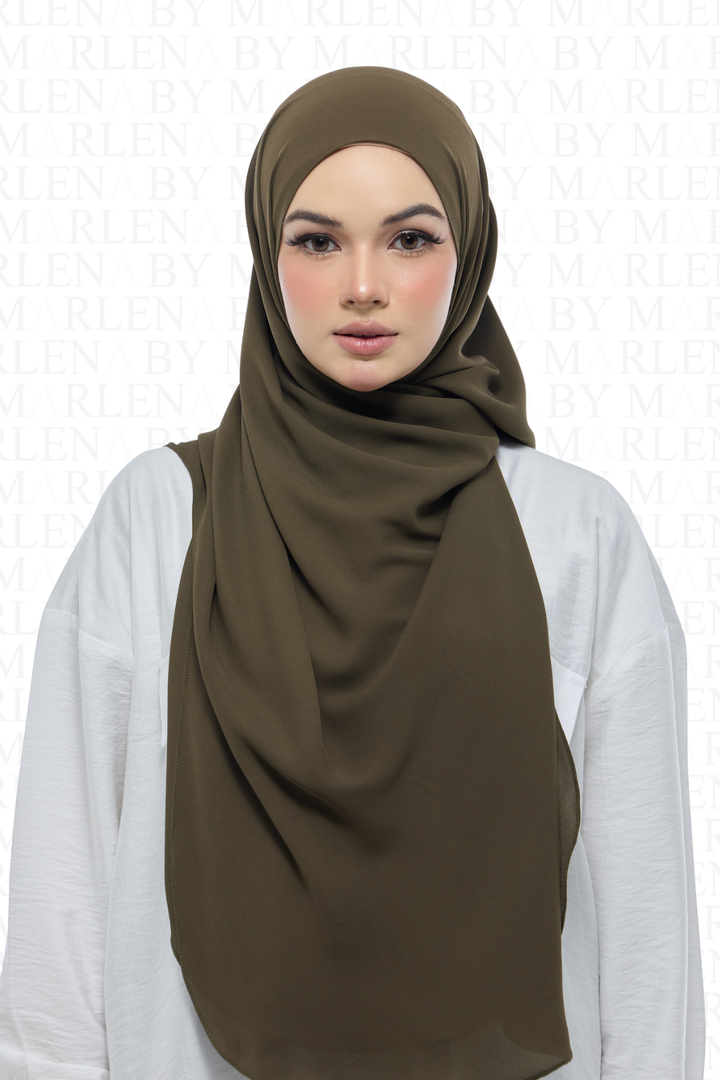 Leya Curved Tie Back Korean Chiffon Shawl