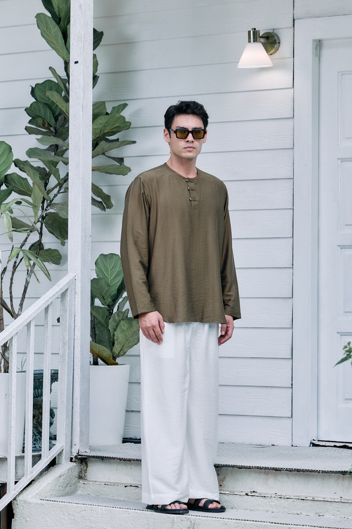 Terra Linen Top in Olive