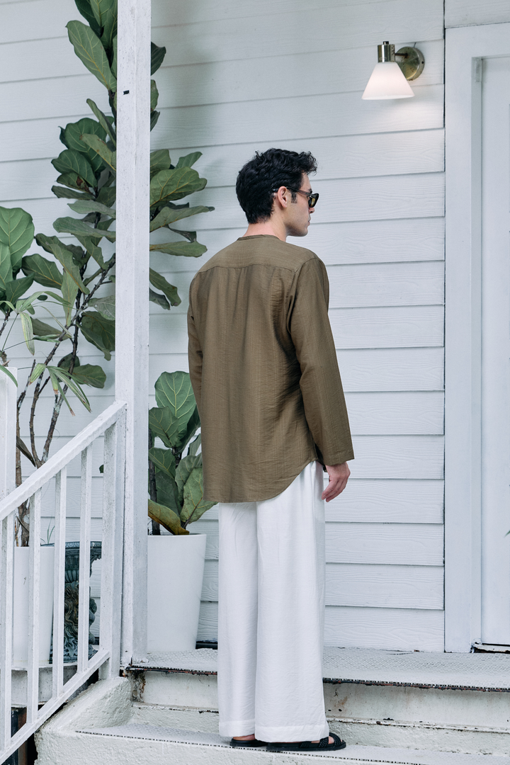 Terra Linen Top in Olive