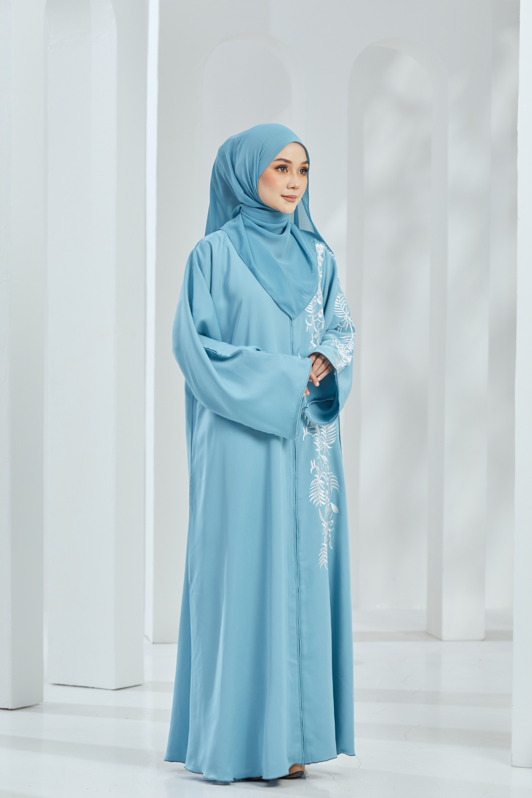 Nawwar Abaya in Sky Blue