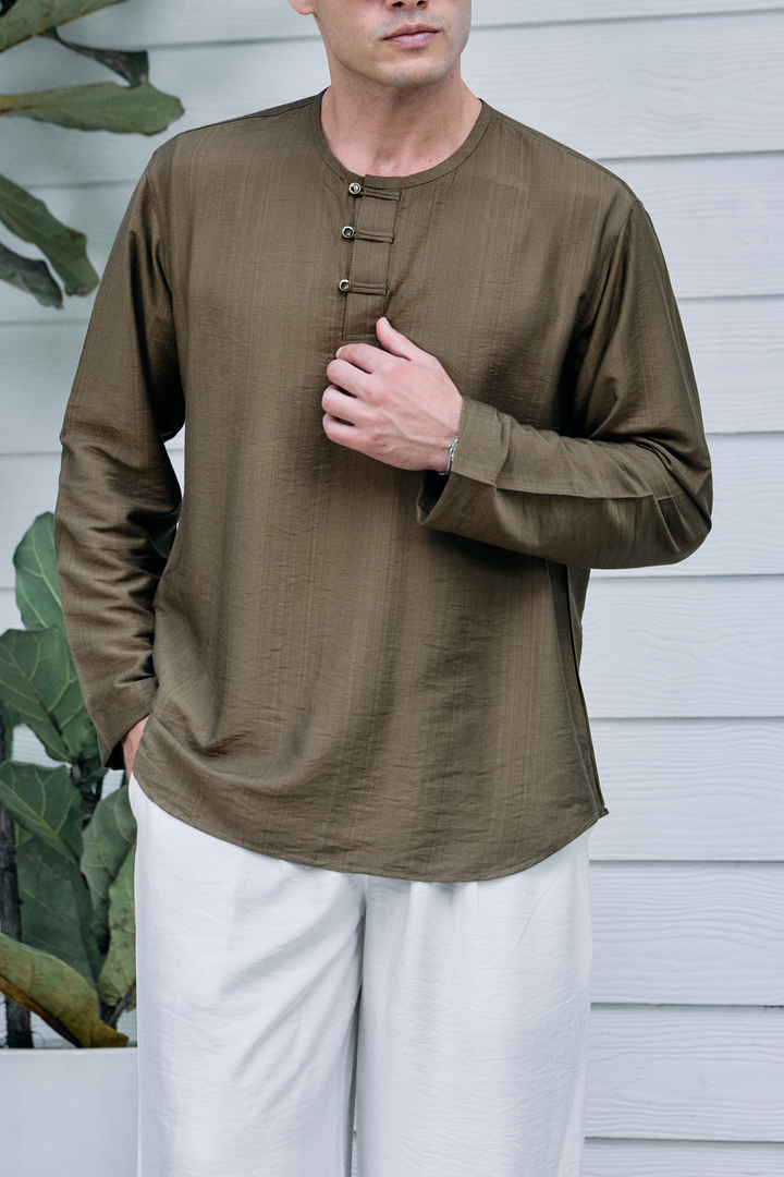 Terra Linen Top in Olive