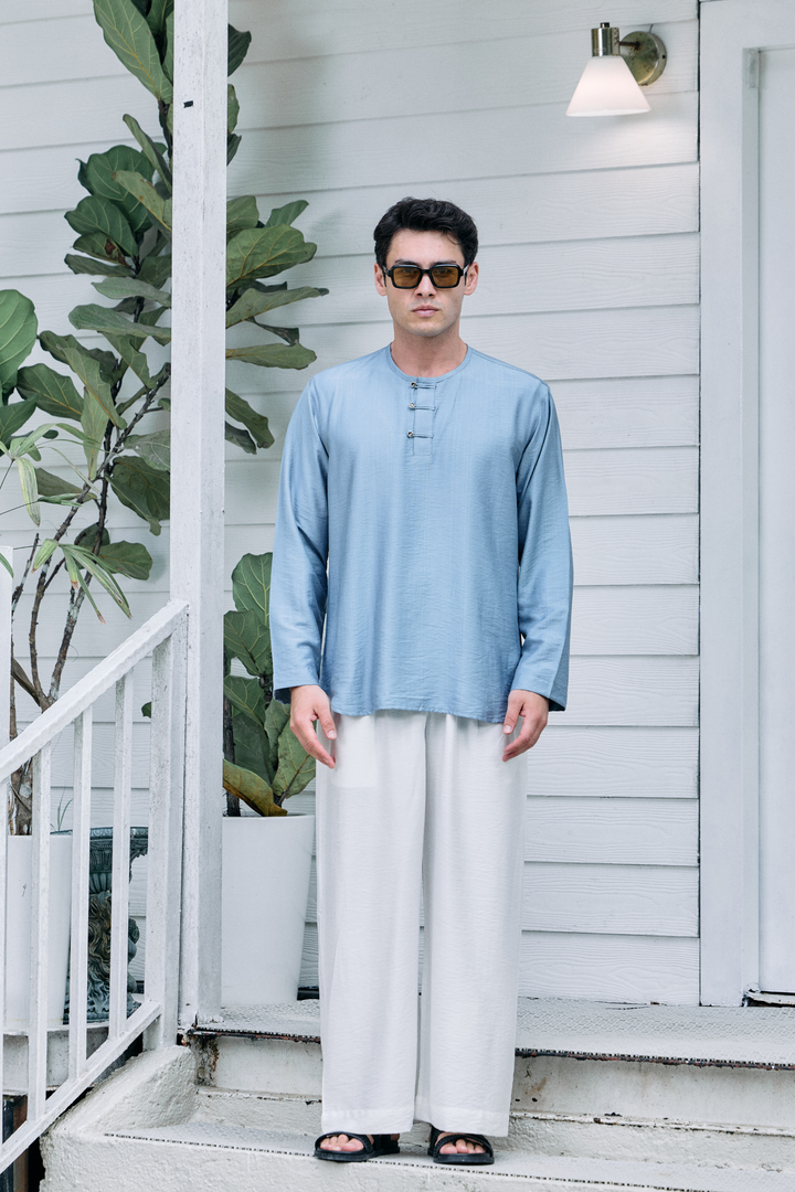 Terra Linen Top in Sky