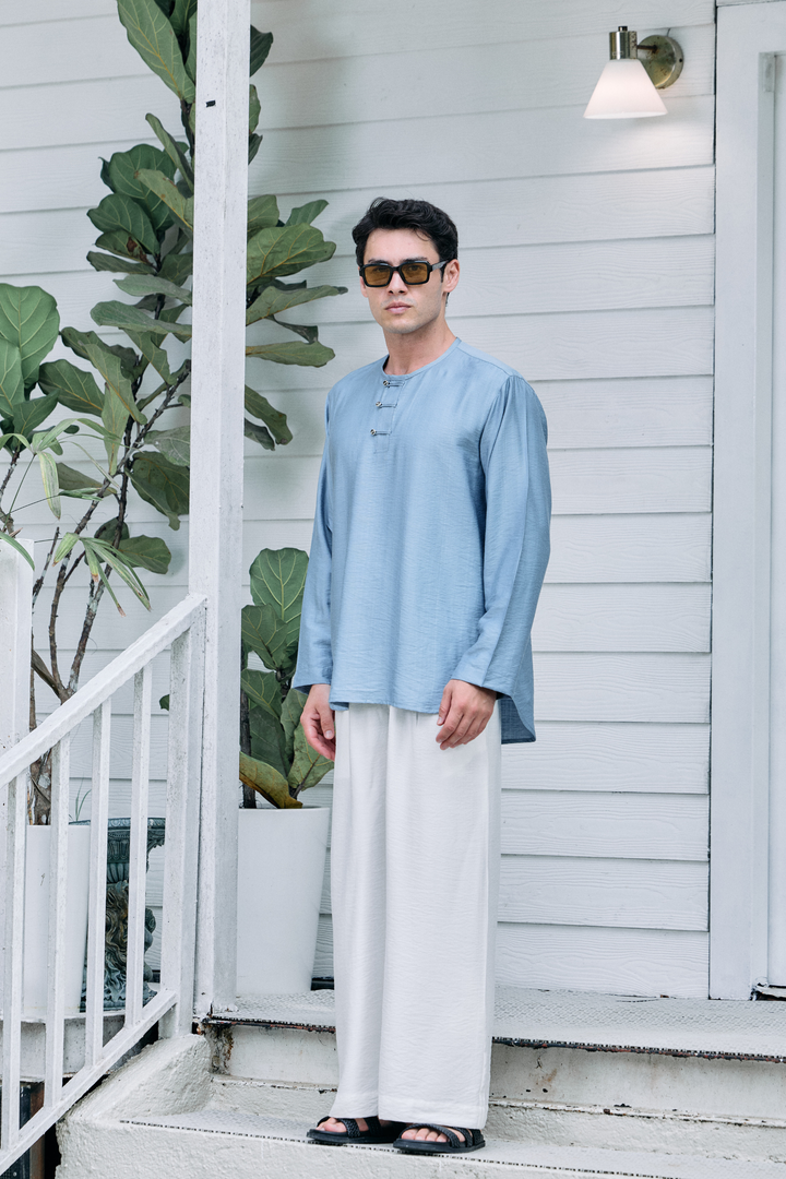Terra Linen Top in Sky