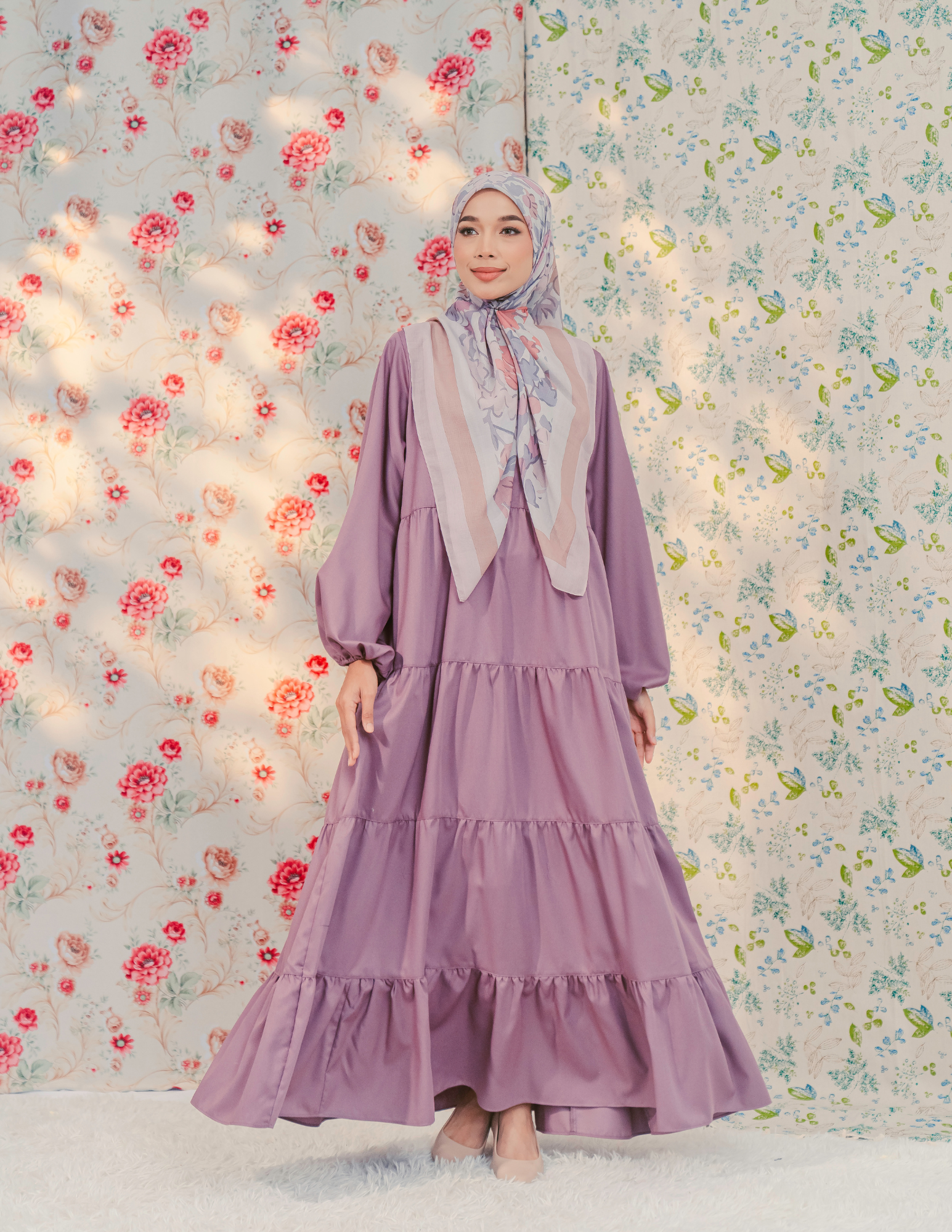 Lucy Tiered Dress in Lavender