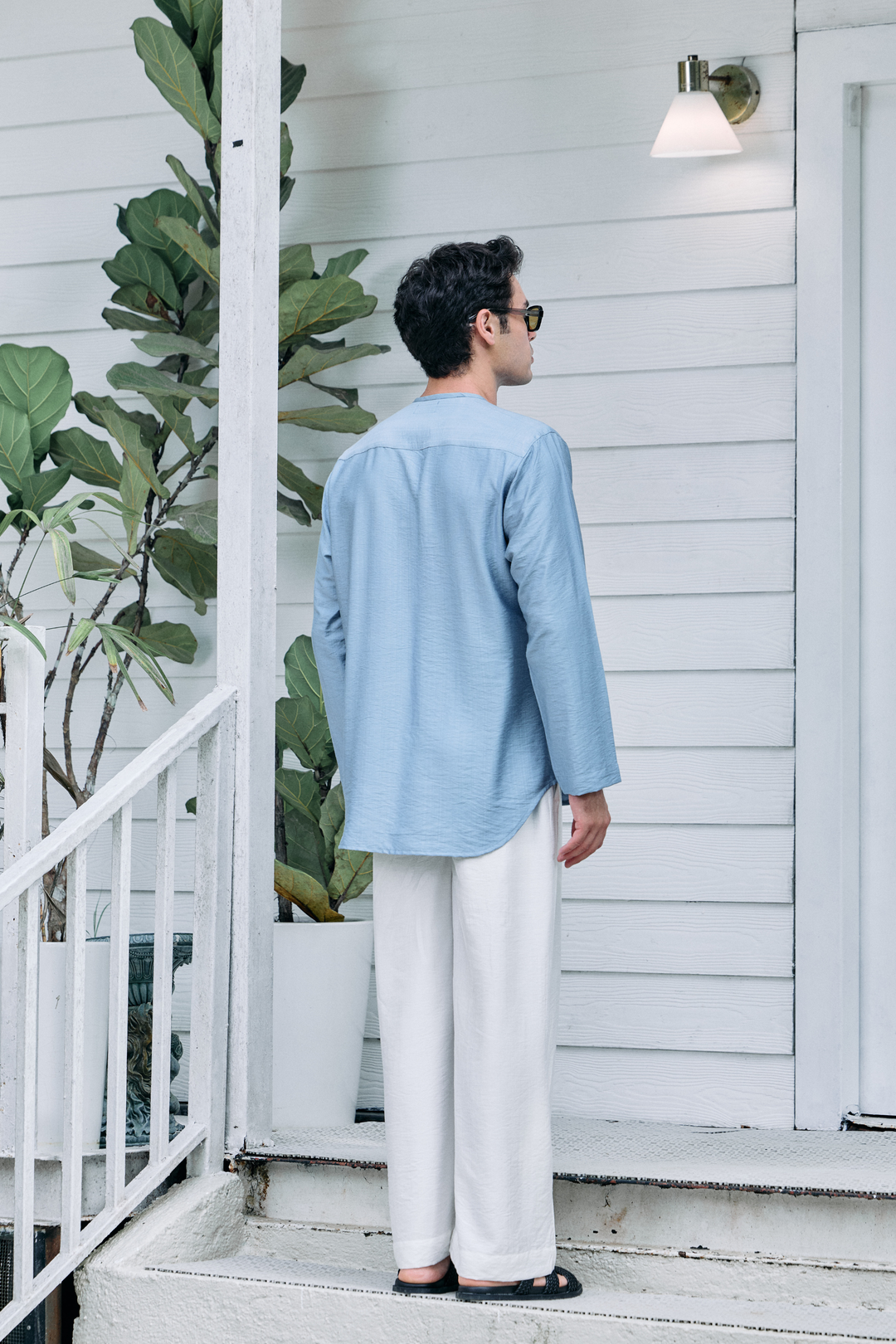 Terra Linen Top in Sky
